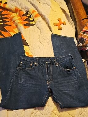 Dark Blue Straight Leg Jeans Levi